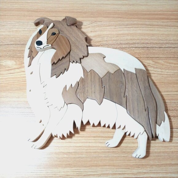 Border Collie Intarsia Wood Art - Picture 2 of 4